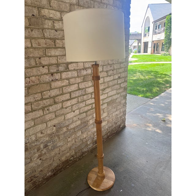 Vintage Danish Light Wood Floor Lamp For Sale - Image 4 of 16