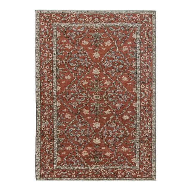 Rug & Kilim’s 17th Century Mogul Style Rug in Red With Beige Floral Patterns For Sale