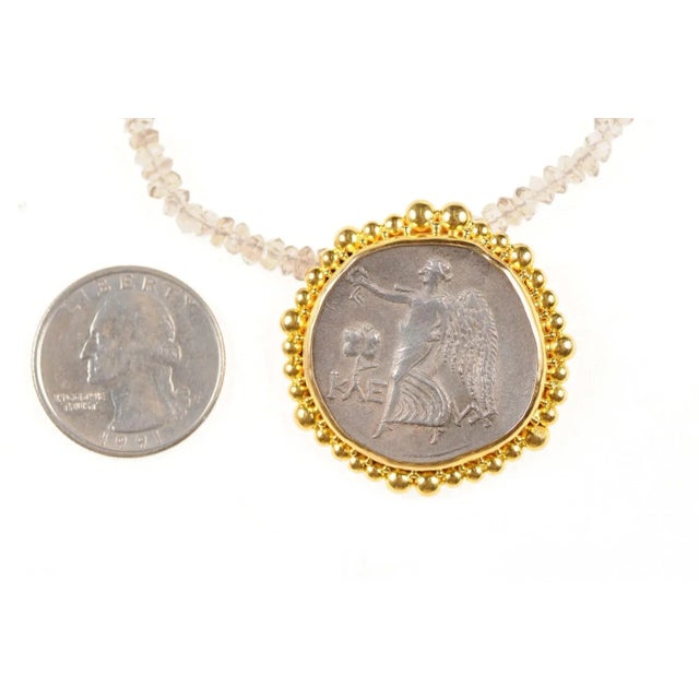 15th Century & Earlier Antique Ancient Greek Coin in 22k Gold Pendant For Sale - Image 5 of 8
