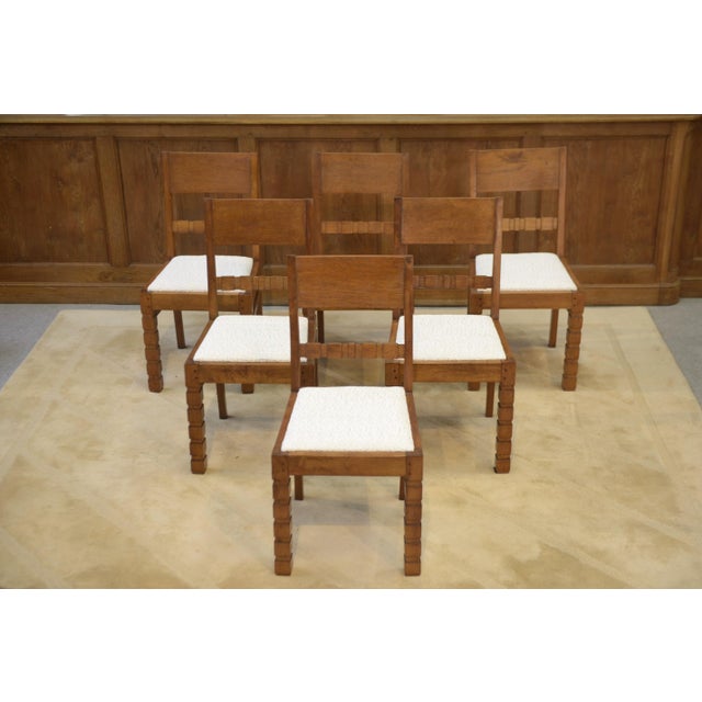 A set of six Brutalist chairs from the 1960s, with a deliberately architectural design. The base, constructed from square...