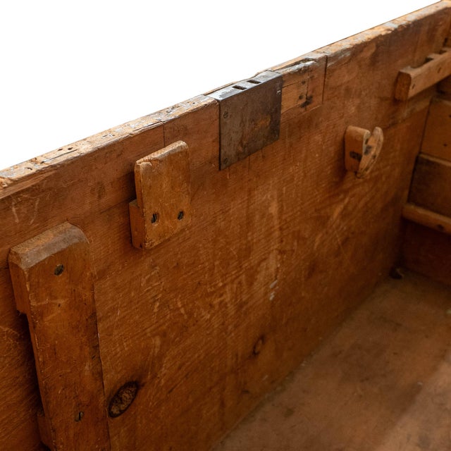American Late 1800s Antique Blanket Chest on Casters With Original Paint For Sale - Image 3 of 11