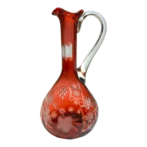 1970s Vintage Nachtmann Bavarian Cut Crystal Bohemian Style “Traube” Red Wine Carafe