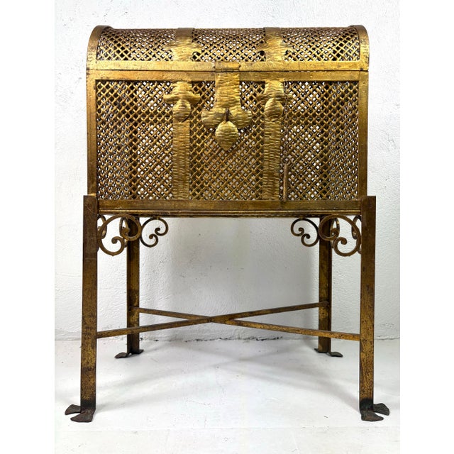 Mid-Century Spanish Hand Wrought Iron Gilded Chest on Stand For Sale - Image 12 of 12