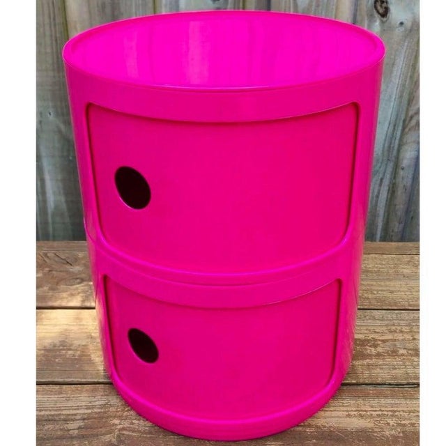 Mid-Century Modern Kartell Componibili 2-Tier Modern Storage Cabinet, Hot Pink, Italy For Sale - Image 3 of 5
