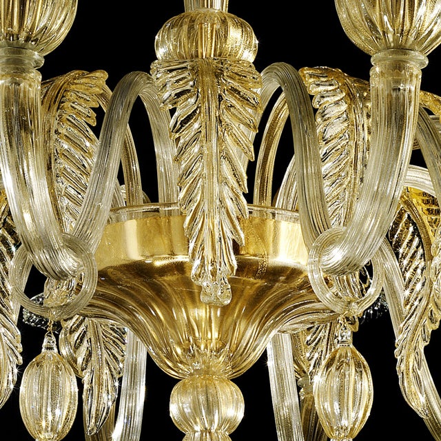 Venetian Gold Chandelier With Big Leaves For Sale - Image 9 of 10