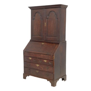 George III Oak Bureau Bookcase, 19th Century For Sale