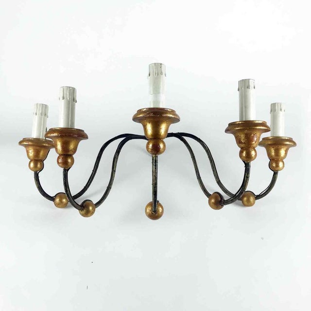 Antique Iron 5-Light Wall Lamp For Sale - Image 3 of 9