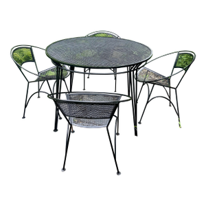 1950s Radar Patio Table & 4 Chairs by Maurizio Tempestini for Salterini, Attributed