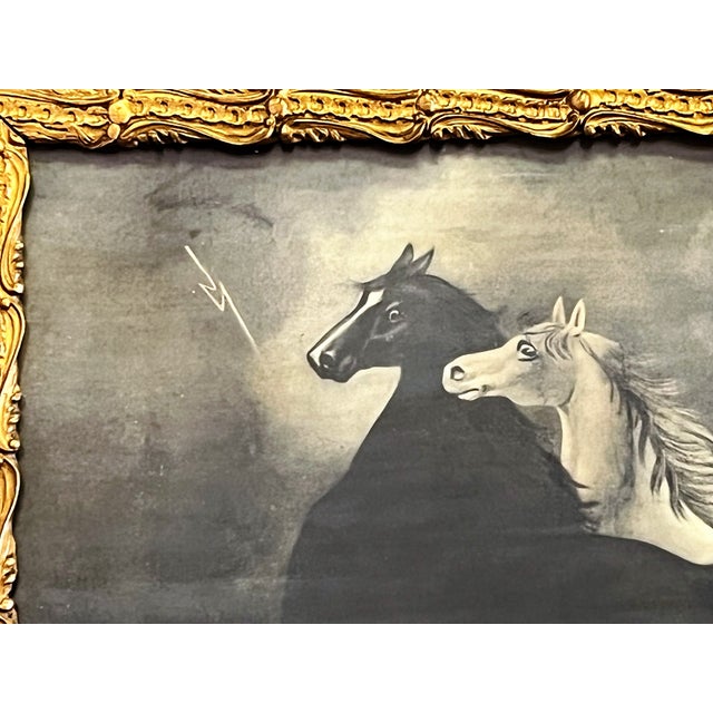 Antique 'Spirited Horses' Chromolithograph by Leroy With French