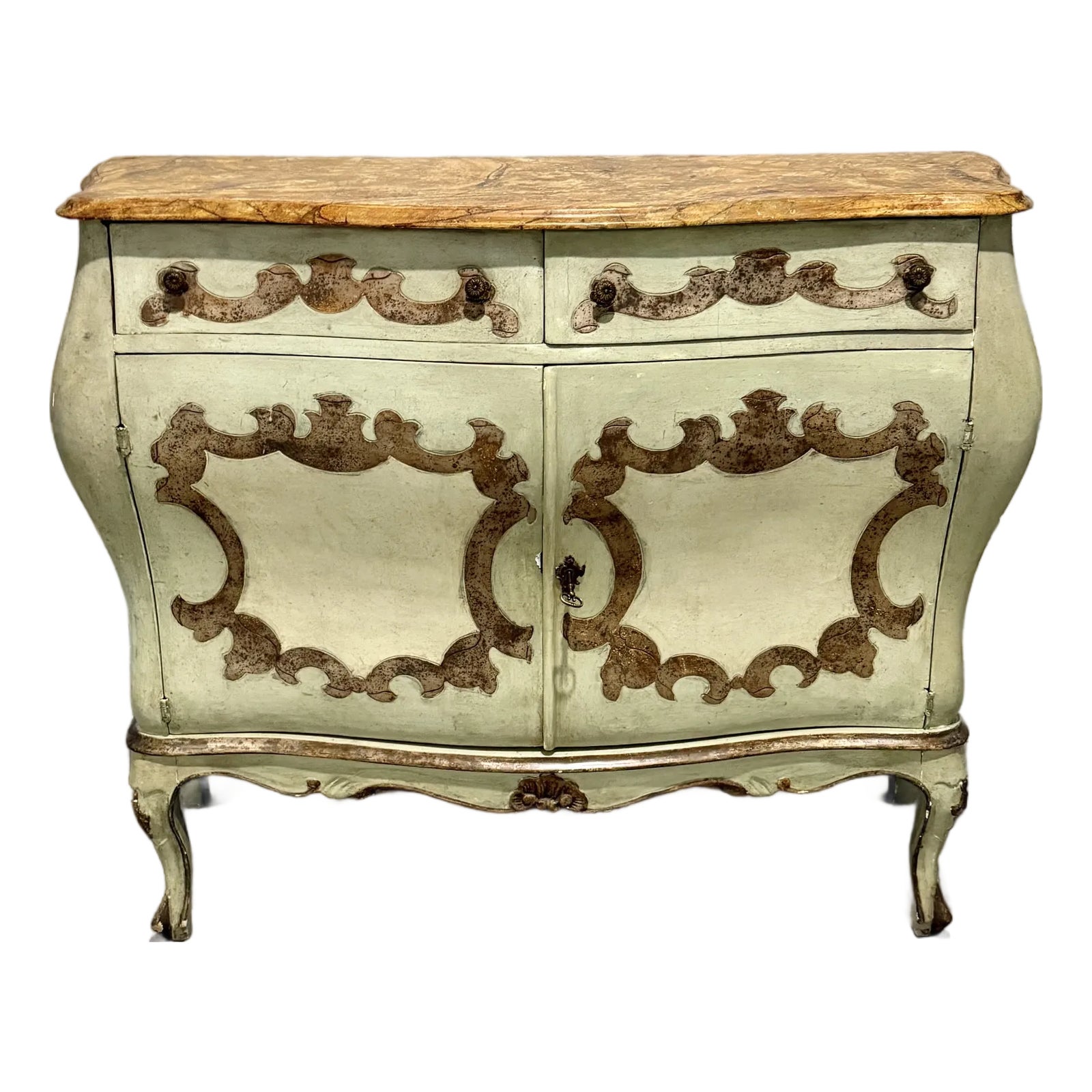 Early 20th Century Italian Rococo Revival Painted Commode | Chairish
