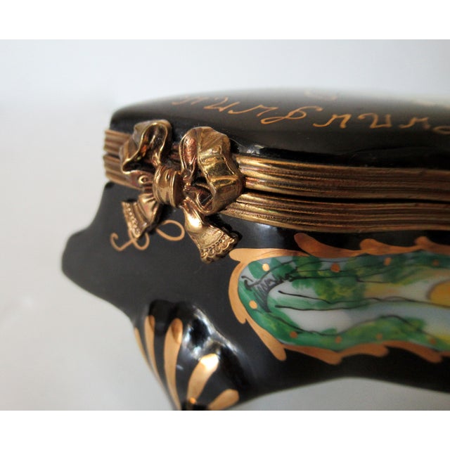 Limoges, France Rochard, Hand-Painted Baby Grand Piano Enameled Porcelain Trinket Box For Sale - Image 11 of 14