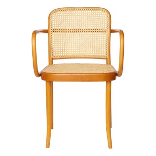Ligna Armchair Bentwood Beech with New Rattan Cane by Josef Hoffmann in the style of Thonet, Czechoslovakia, 1960s For Sale