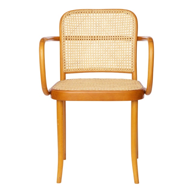 Ligna Armchair Bentwood Beech with New Rattan Cane by Josef Hoffmann in the style of Thonet, Czechoslovakia, 1960s For Sale