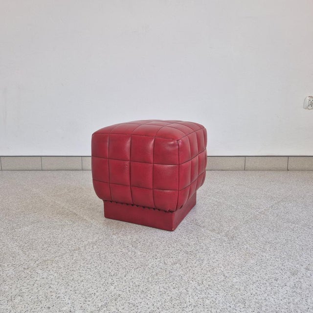 Red Mid-Century Cubist Ottoman, 1960s For Sale - Image 8 of 8