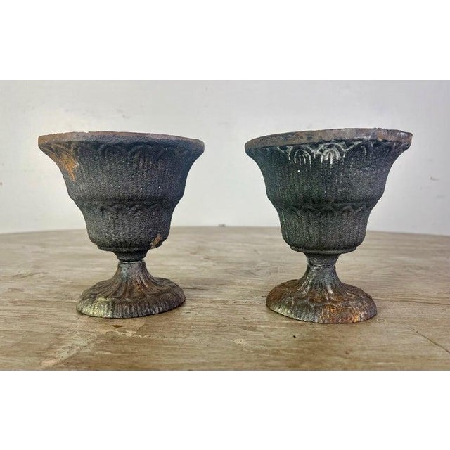 A pair of charming petite cast iron urns made in France would make for a great accessory, whether placed in your garden or...