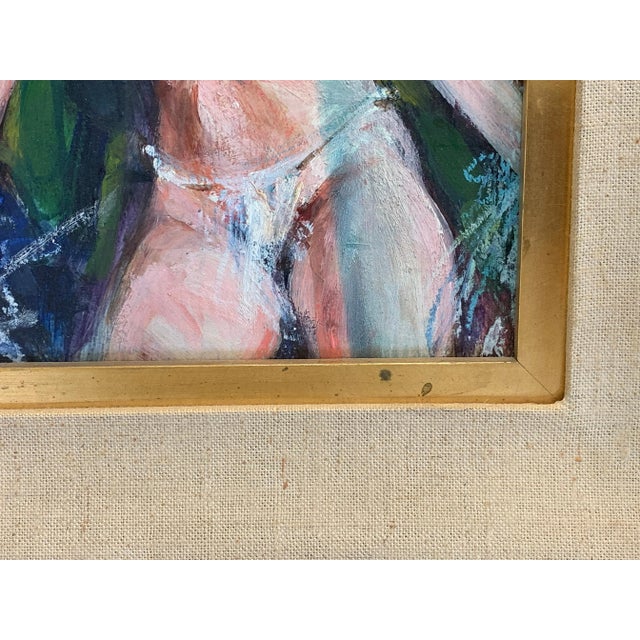 1960s Illinois Artist Walter Moskow Nude "Vegas at Night" Oil on Board For Sale - Image 5 of 12