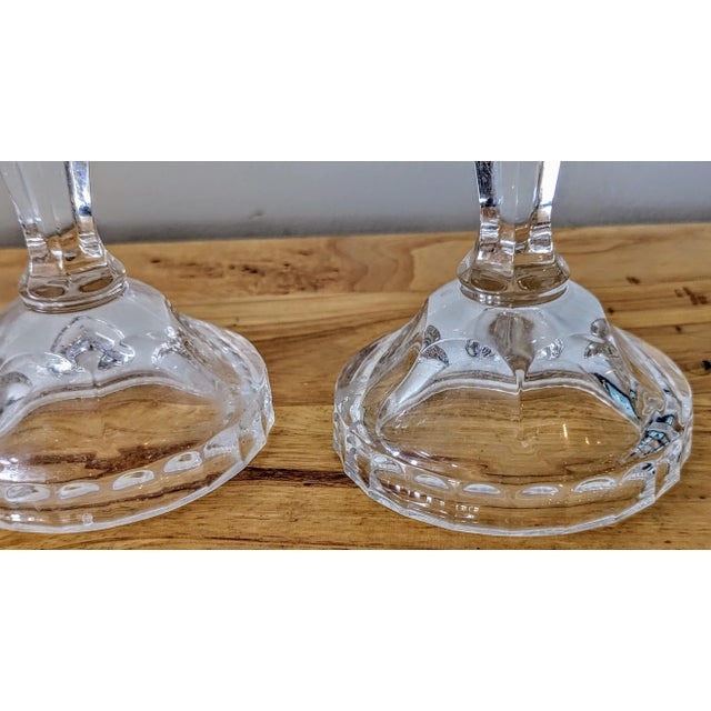 Hollywood Regency 80's Classic Crystal Candlestick Holders- Set of 2 For Sale - Image 3 of 3