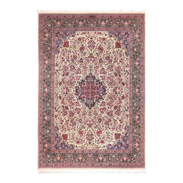 Elegant Traditional Pak-Persian Ivory/Green Wool Rug - 9'1'' X 12'0'' For Sale