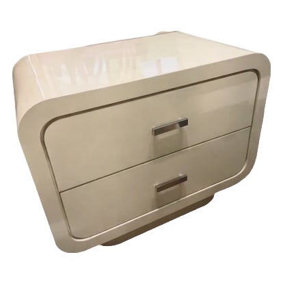 1980s Light Pink Laminate Waterfall Nightstand For Sale