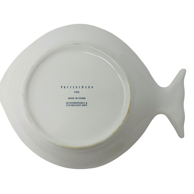 Set of 4 Vintage Pottery Barn Seashore Fish Plates | White Stoneware Figural Appetizer Salad Plates | Retired 2007 Collection | Coastal Chic For Sale - Image 12 of 13