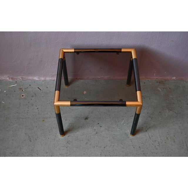 Black Italian Modern Side Table in Black and Gold Metal with Smoked Glass, 1970s For Sale - Image 8 of 14