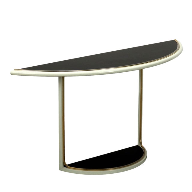 Vintage Console Table in Metal and Brass by Tommaso Barbi, 1970s For Sale