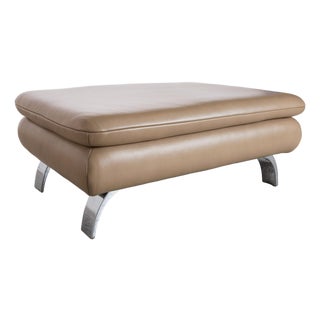 Light Brown Leather Rodrigo Ottoman from Contur For Sale