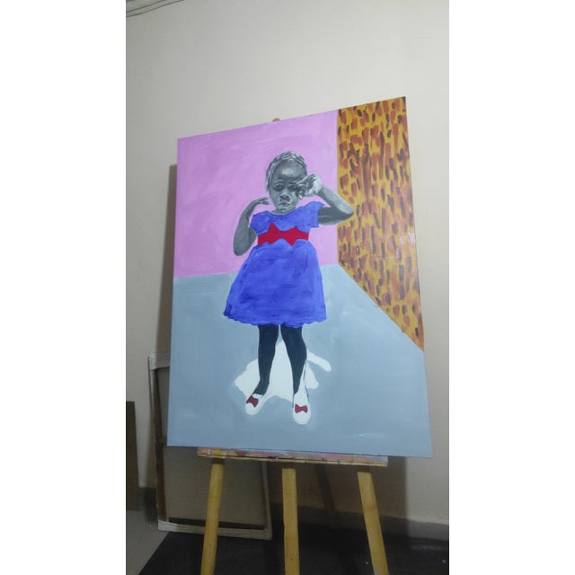 Realism Red Bow, Broken Heart by Emmanuel Akolo (2021) Acrylic, Graphite, Charcoal and Oil on Canvas For Sale - Image 3 of 3