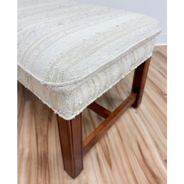 Vintage Pillow Top Tufted Tweed Upholstered Wood Bench For Sale - Image 11 of 11