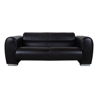 Sumo Leather Two-Seater Black Sofa by Brühl For Sale