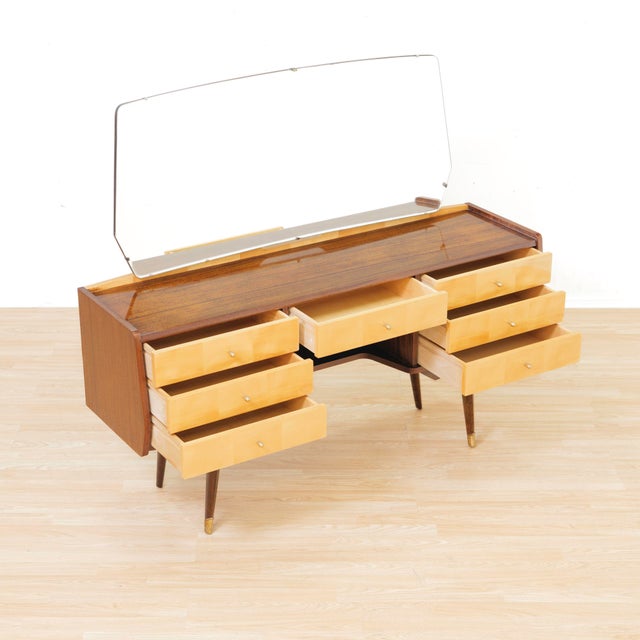 Vintage Italian Marino Vanity Lacquered Maple & Sycamore For Sale In Los Angeles - Image 6 of 9