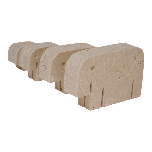 Set of Four Vintage Italian Travertine Elephant Sculptures by Fratelli Mannelli For Sale