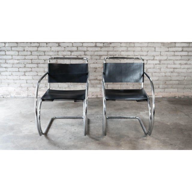 Mies Van Der Rohe 'MR20' attributed armchairs, circa 1970s. Quintessential Bauhaus design. Came from a beautiful Hamptons...