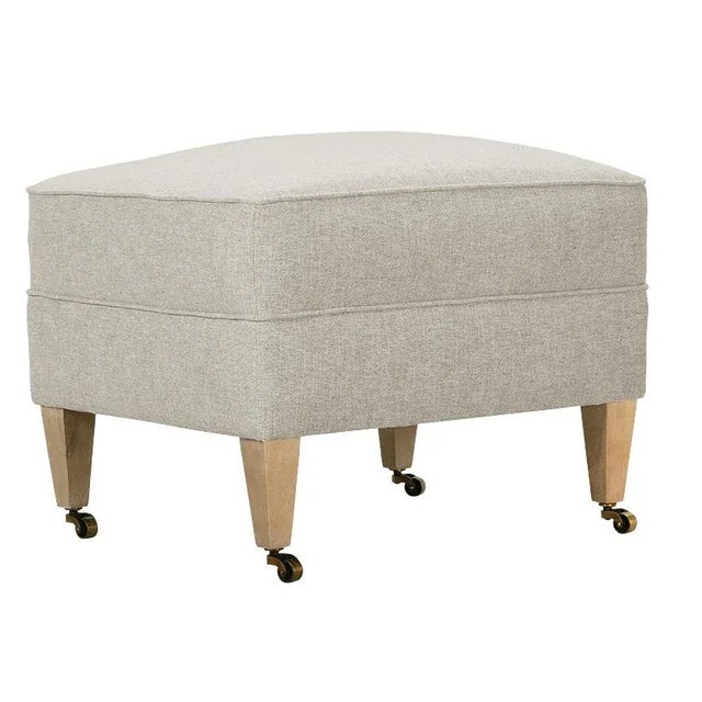 Tan Alcott Ottoman, Flax Linen For Sale - Image 8 of 8