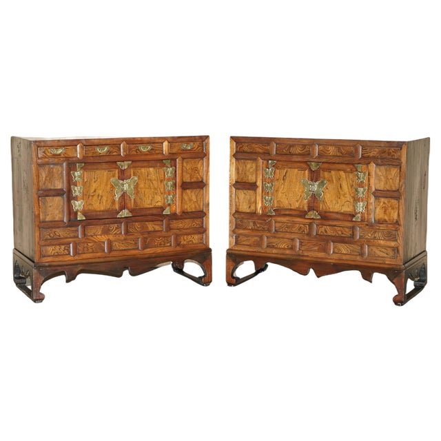Korean Scholars Side Tables with Drawers, 1950s, Set of 2 For Sale