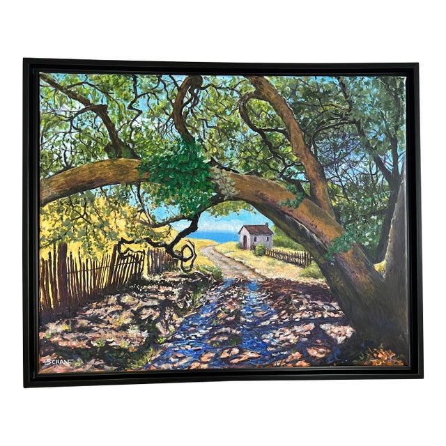 The Cottage Beyond the Tree - Original Oil Painting For Sale