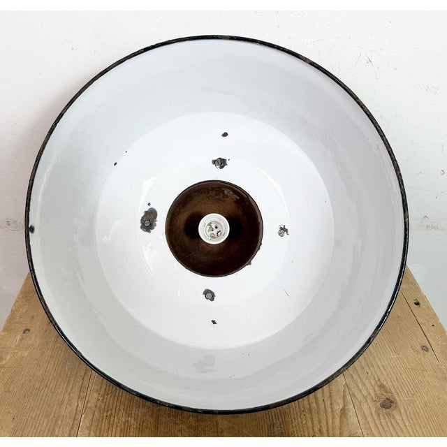 Industrial Grey Enamel and Cast Iron Pendant Light, 1960s For Sale - Image 16 of 17