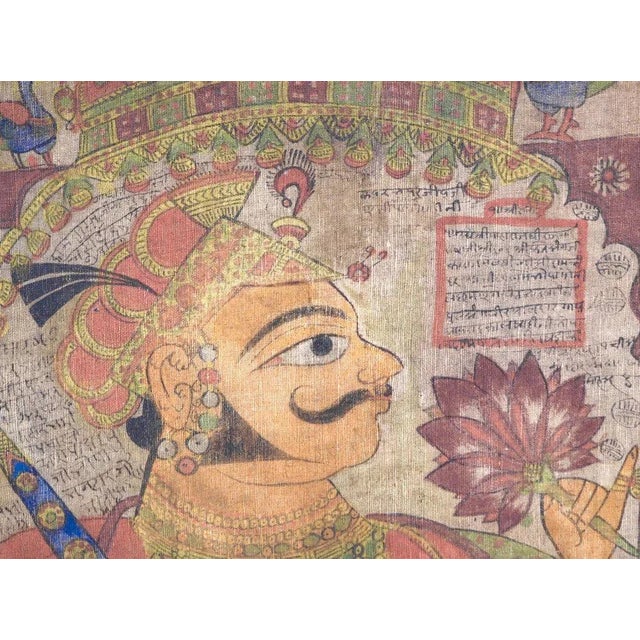 Antique Oriental and Large Painting on Canvas Mounted on Wood For Sale - Image 5 of 10