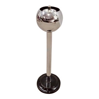 Mid-Century Modern Chrome Ball Ashtray With Floor Stand For Sale