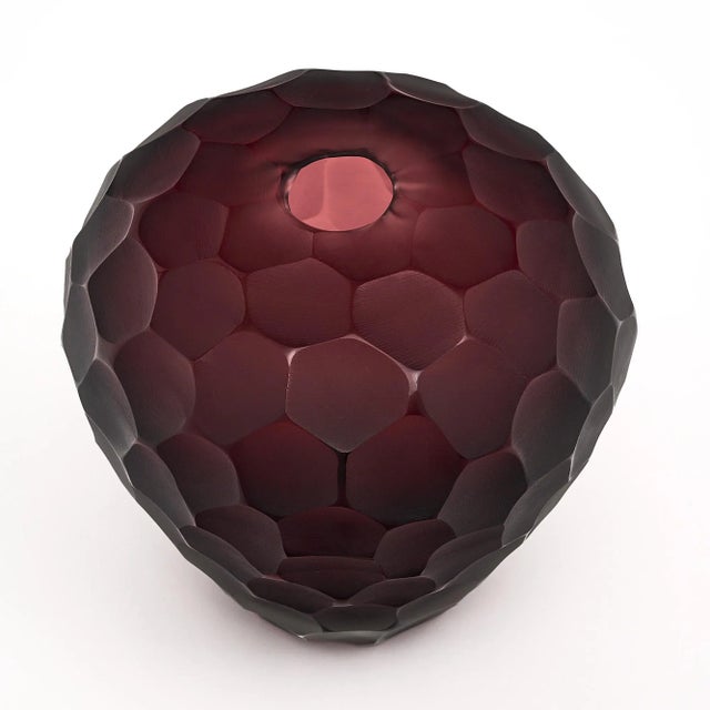 Burgundy Murano Glass Burgundy “Ferro Battuto” Vase For Sale - Image 8 of 10