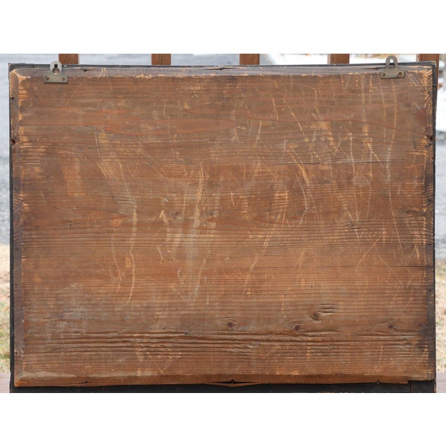 Japanese Antique Japanese Reverse Glass & Mother-of-Pearl Painting – "Cranes at Mt. Fuji" For Sale - Image 3 of 3