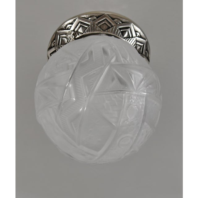 Muller freres A beautiful pair of French art deco flush mounts. Made around 1925-1935. The bases in nickel plated solid...