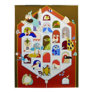 David Sharir "A Gate for the Birdhouse" Hand Signed Art Serigraph Israeli Artist For Sale