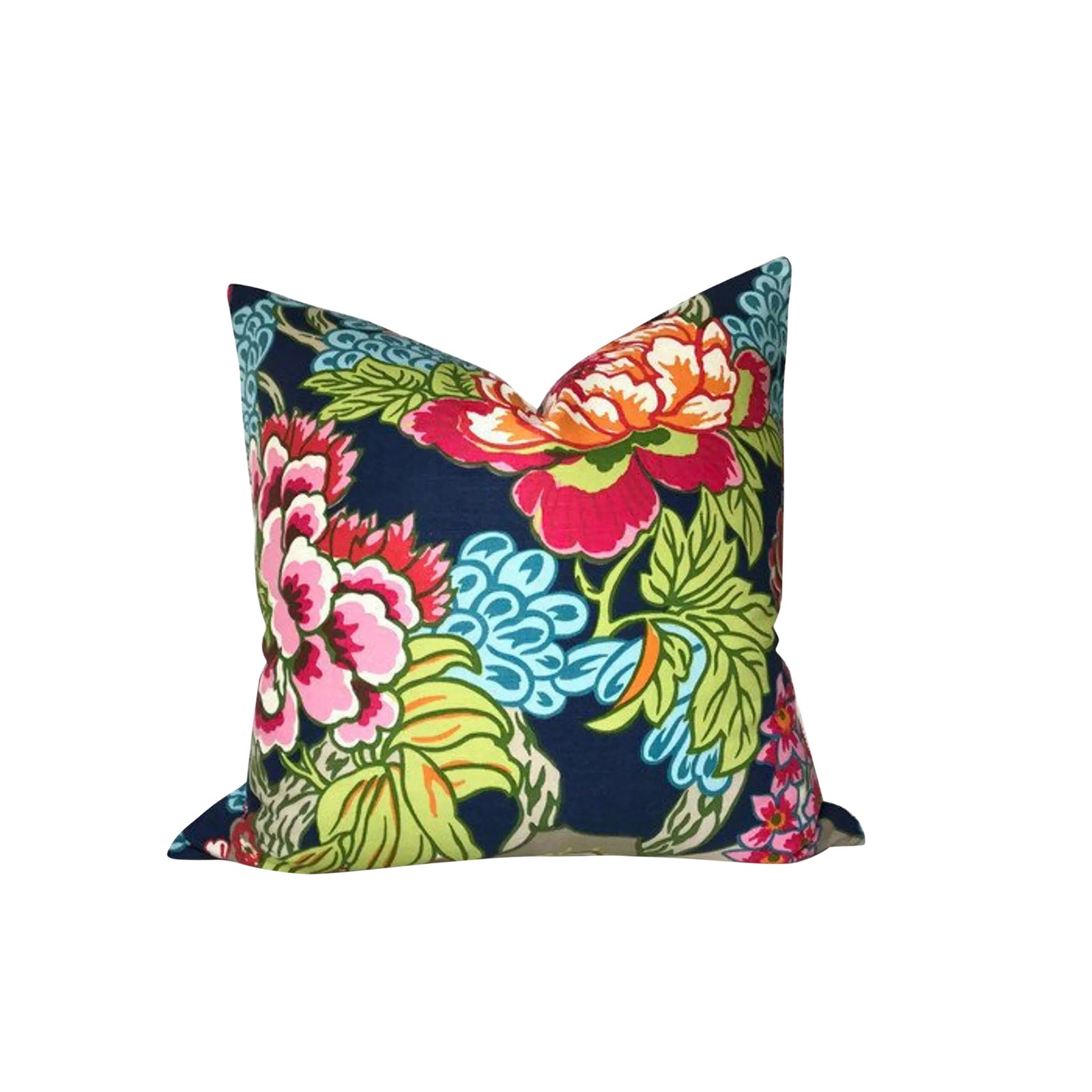 Asian Style Thibaut Honshu Floral Navy Pillow Cover Chairish