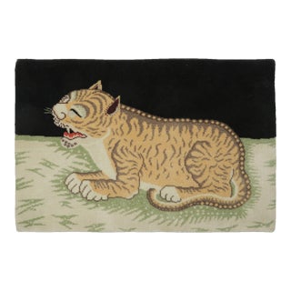 Rug & Kilim's Contemporary Gift-Sized Tibetan Style Rug With Tiger Design For Sale