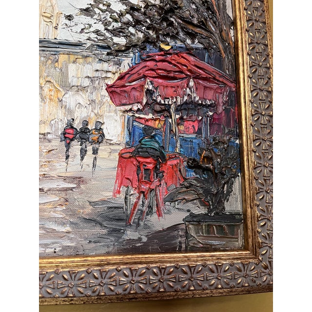 1970s Vintage Mid-Century Parisian Street Scene Impasto Oil Painting - Sacré-Cœur, Montmartre For Sale - Image 5 of 11