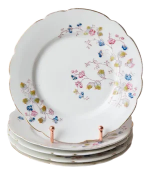French Vieux Paris Hand Painted Dessert Plates from Befos, Set of 5