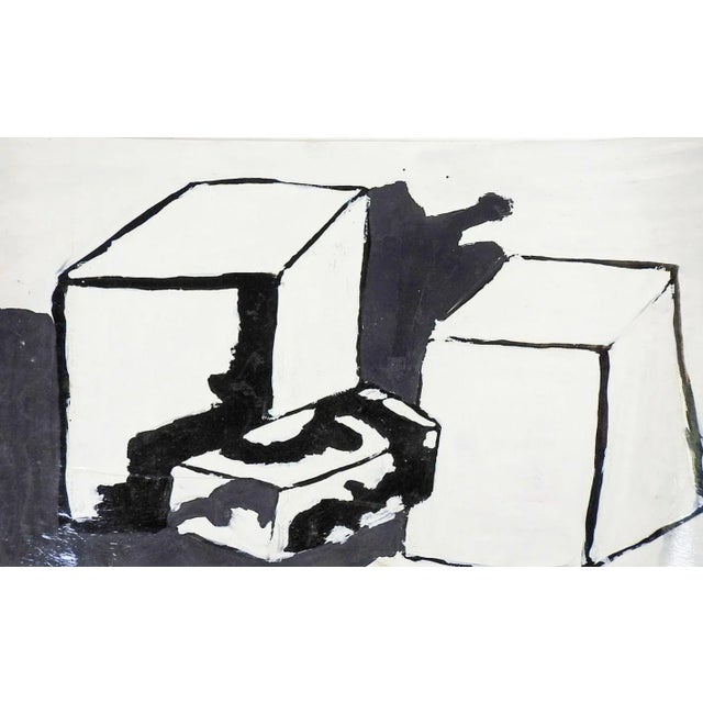 Mid-Century Modern Vintage Mid Century Abstract Block Painting For Sale - Image 3 of 3