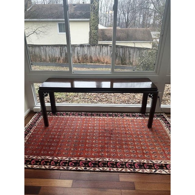 Mid 20th Century Vintage Chinese Style Carved Hardwood Sofa Table For Sale - Image 5 of 7