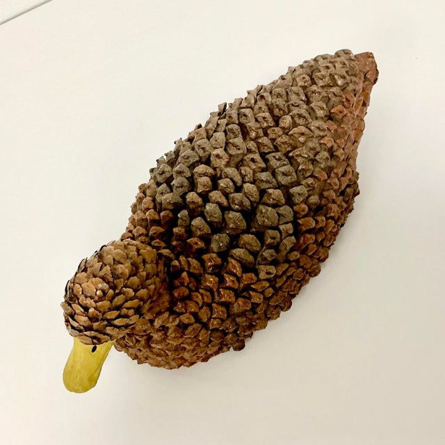 1950s 1950s Arts & Crafts Boho Chic Adirondack Pine Cone & Paper Mache’ Duck Figurine For Sale - Image 5 of 16